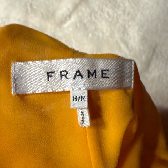 FRAME Denim Silk Blouse Gold Yellow Medium Halter neck - Picture 4 of 6